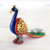 Wood figurine, 'Posturing Peacock' - Hand Carved Multicolored Peacock Figurine from India (image 2b) thumbail