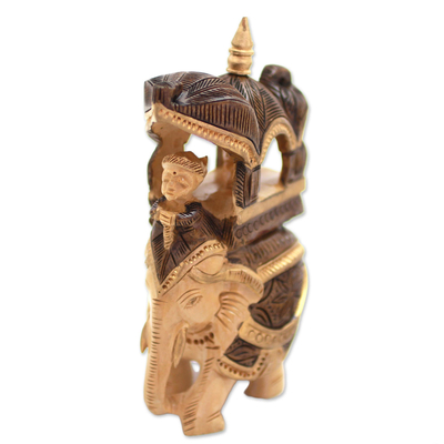 Escultura de madera - Escultura de palanquín de elefante tallada a mano de la India