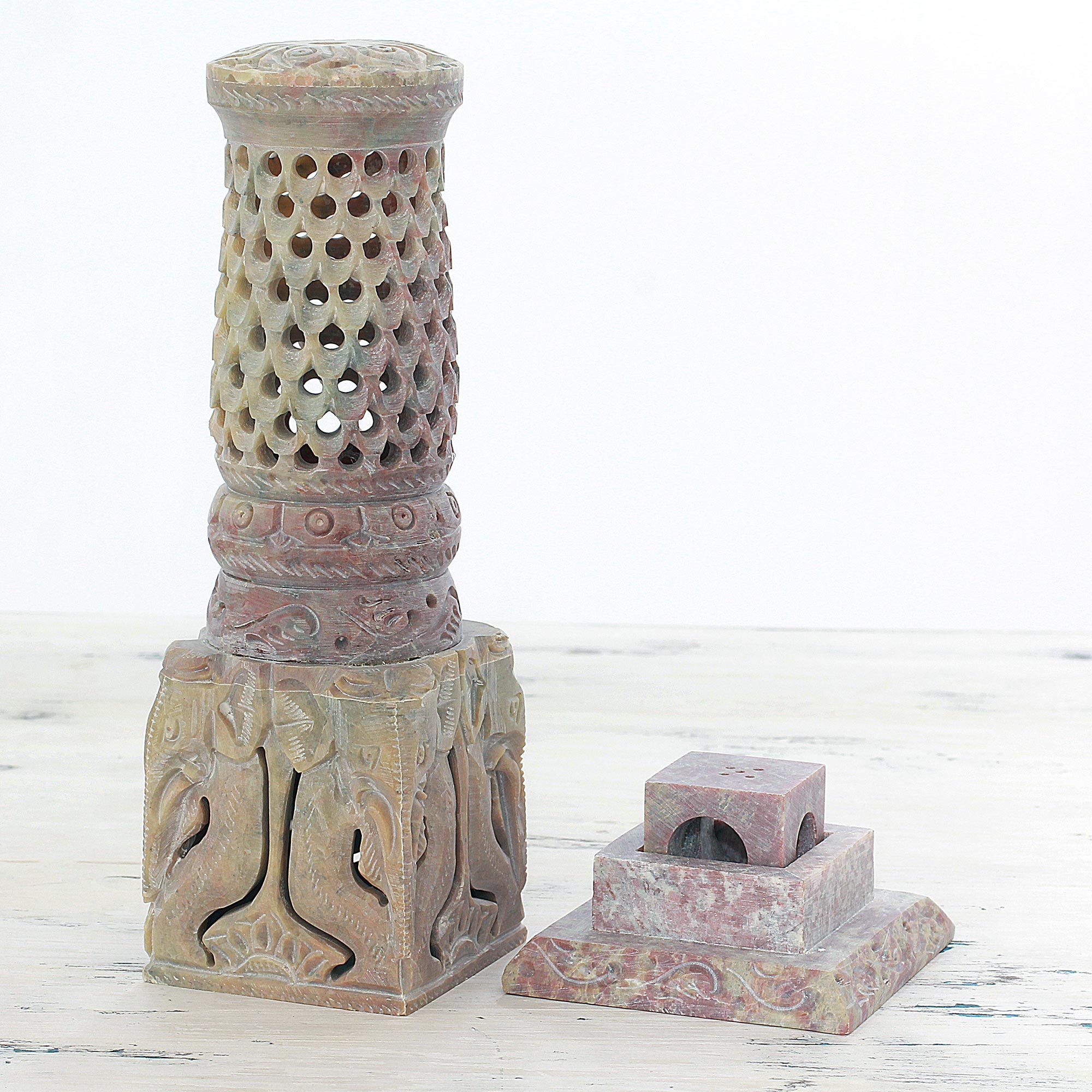 Hand Carved Soapstone Elephant Candle Holder from India Elephant