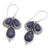 Lapis lazuli dangle earrings, 'Droplet Trios' - Lapis Lazuli and Sterling Silver Dangle Earrings from India