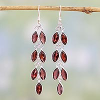 Featured review for Garnet dangle earrings, Sparkling Red Leaves
