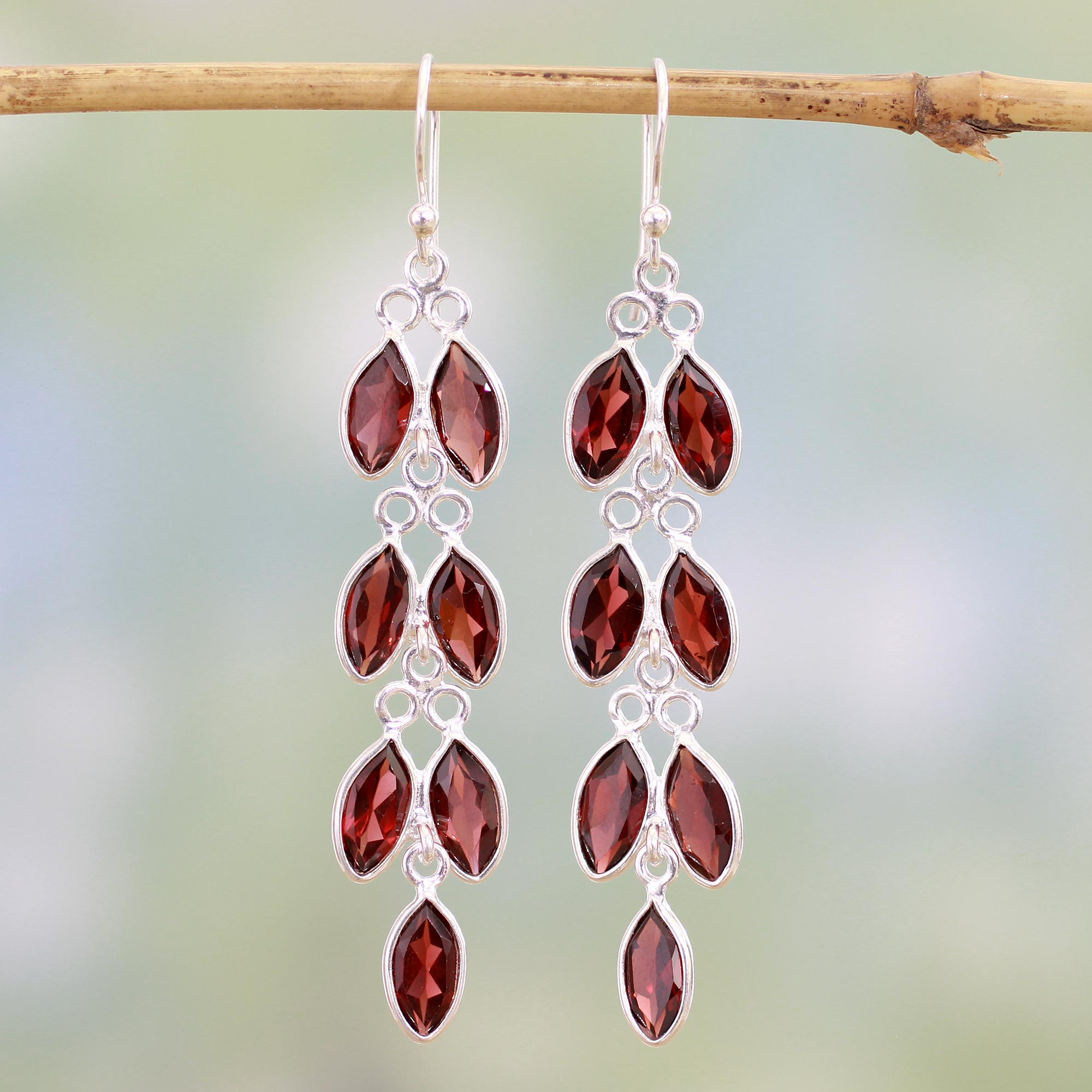 UNICEF Market | Garnet and Sterling Silver Dangle Earrings from India ...