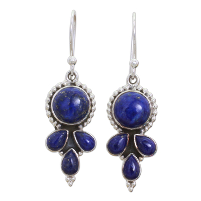 Indian Lapis Lazuli and Sterling Silver Dangle Earrings