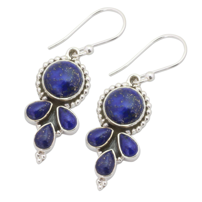 Lapis lazuli dangle earrings, 'Starry Fantasy' - Indian Lapis Lazuli and Sterling Silver Dangle Earrings