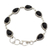 Onyx link bracelet, 'Caressing Rain in Black' - Black Onyx and Sterling Silver Link Bracelet from India