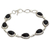 Onyx link bracelet, 'Caressing Rain in Black' - Black Onyx and Sterling Silver Link Bracelet from India