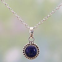 Lapis lazuli pendant necklace, 'Blue Globe'