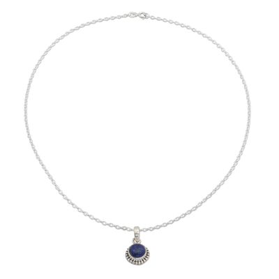 Collar con colgante de lapislázuli - Collar con colgante de plata de ley y lapizlázuli de la India