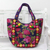 Embroidered tote handbag, 'Rosy Garden' - Tote Handbag with Rose Motifs from India