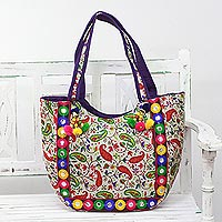 Embroidered tote handbag, 'Paisley Dreams' - Tote Handbag with Paisley Motifs from India