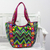 Embroidered tote handbag, 'Sonic Green' - Tote Handbag with Green Zigzag Motifs from India