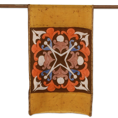 Batik cotton and silk blend shawl, 'Kaleidoscope Memories' - Multicolored Batik Cotton and Silk Blend Shawl from India