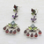 Multi-gem chandelier earrings, 'Classic Radiance' - Indian Multi Gemstone Silver Chandelier Earrings