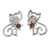 Garnet button earrings, 'Feline Delight' - Garnet and Sterling Silver Kitty Cat Button Earrings