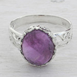 Amethyst cocktail ring, 'Lilac Ecstasy' - Amethyst and Sterling Silver Cocktail Ring from India