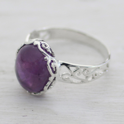 Amethyst cocktail ring, 'Lilac Ecstasy' - Amethyst and Sterling Silver Cocktail Ring from India