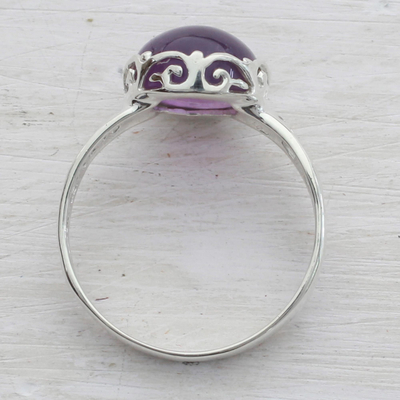 Amethyst cocktail ring, 'Lilac Ecstasy' - Amethyst and Sterling Silver Cocktail Ring from India