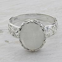 Rainbow Moonstone and 925 Silver Indian Jali Cocktail Ring,'Pure Ecstasy'