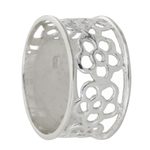 Sterling silver band ring, 'Band of Flowers' - Sterling Silver Floral Band Ring from India