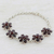 Garnet pendant bracelet, 'Red Blooms' - Garnet and Sterling Silver Link Chain Bracelet from India