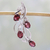 Garnet brooch, 'Taste of Autumn' - Garnet and Sterling Silver Leafy Brooch from India (image 2) thumbail