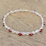Garnet tennis bracelet, 'Beautiful Discretion' - 5.5 Carat Garnet and 925 Silver Tennis Bracelet from India
