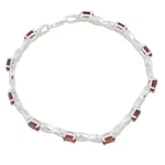 Garnet tennis bracelet, 'Beautiful Discretion' - 5.5 Carat Garnet and 925 Silver Tennis Bracelet from India