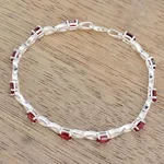 Garnet tennis bracelet, 'Beautiful Discretion' - 5.5 Carat Garnet and 925 Silver Tennis Bracelet from India