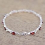 Garnet tennis bracelet, 'Beautiful Discretion' - 5.5 Carat Garnet and 925 Silver Tennis Bracelet from India