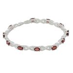 Garnet tennis bracelet, 'Beautiful Discretion' - 5.5 Carat Garnet and 925 Silver Tennis Bracelet from India