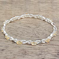 Citrine tennis bracelet, 'Beautiful Discretion' - India 925 Silver Jewelry Citrine Tennis Bracelet 5.5 Cts