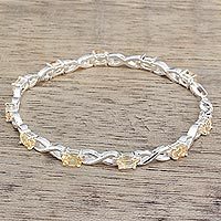 Citrine tennis bracelet, 'Beautiful Discretion'