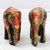 Wood and papier mache sculptures, 'Elephant Bloom' (pair) - Indian Wooden Sculpture Set of 2 Painted Floral Elephants (image 2b) thumbail