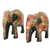 Wood and papier mache sculptures, 'Elephant Bloom' (pair) - Indian Wooden Sculpture Set of 2 Painted Floral Elephants (image 2d) thumbail