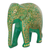 Wood and papier mache sculpture, 'Wise Elephant' - Papier Mache on Wood Green and Gold Elephant Sculpture