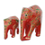 Wood and papier mache sculptures, 'Maternal Glow' (pair) - Set of Two Indian Painted Floral Wood Elephant Sculptures