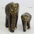 Skulpturen aus Holz und Pappmaché, (Paar) - Indisches Skulpturen-Set, Holz, Blumenmuster, Elefantenmutter und Kind