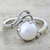 Cultured pearl single stone ring, 'Lyrical Bliss' - Artisan Crafted Cultured Pearl Single Stone Ring from India (image 2) thumbail