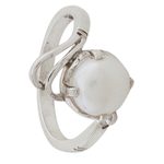 Cultured pearl single stone ring, 'Lyrical Bliss' - Artisan Crafted Cultured Pearl Single Stone Ring from India