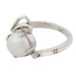 Cultured pearl single stone ring, 'Lyrical Bliss' - Artisan Crafted Cultured Pearl Single Stone Ring from India