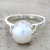 Cultured pearl solitaire ring, 'Glowing Globe' - Artisan Crafted Cultured Pearl Solitaire Ring from India (image 2) thumbail