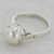 Cultured pearl solitaire ring, 'Glowing Globe' - Artisan Crafted Cultured Pearl Solitaire Ring from India (image 2b) thumbail