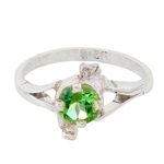 Peridot single stone ring, 'Green Dance' - Peridot and Sterling Silver Single Stone Ring from India