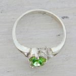 Peridot single stone ring, 'Green Dance' - Peridot and Sterling Silver Single Stone Ring from India
