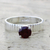 Garnet solitaire ring, 'Elegant Temptation' - Garnet and Sterling Silver Solitaire Ring from India