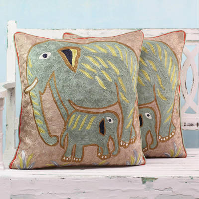 Cotton cushion covers, Elephant Bonding (pair)
