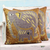 Cotton cushion covers, 'Grey Indian Elephants' (pair) - Elephant Theme Embroidered Chainstitch Cushion Covers (Pair) thumbail