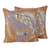 Cotton cushion covers, 'Grey Indian Elephants' (pair) - Elephant Theme Embroidered Chainstitch Cushion Covers (Pair) (image 2a) thumbail