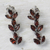 Garnet dangle earrings, 'Radiant Red Leaves' - Garnet and Sterling Silver Leafy Dangle Earrings from India (image 2c) thumbail