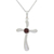 Garnet pendant necklace, 'Heavenly Cross in Red' - Garnet and Sterling Silver Indian Cross Pendant Necklace (image 2a) thumbail